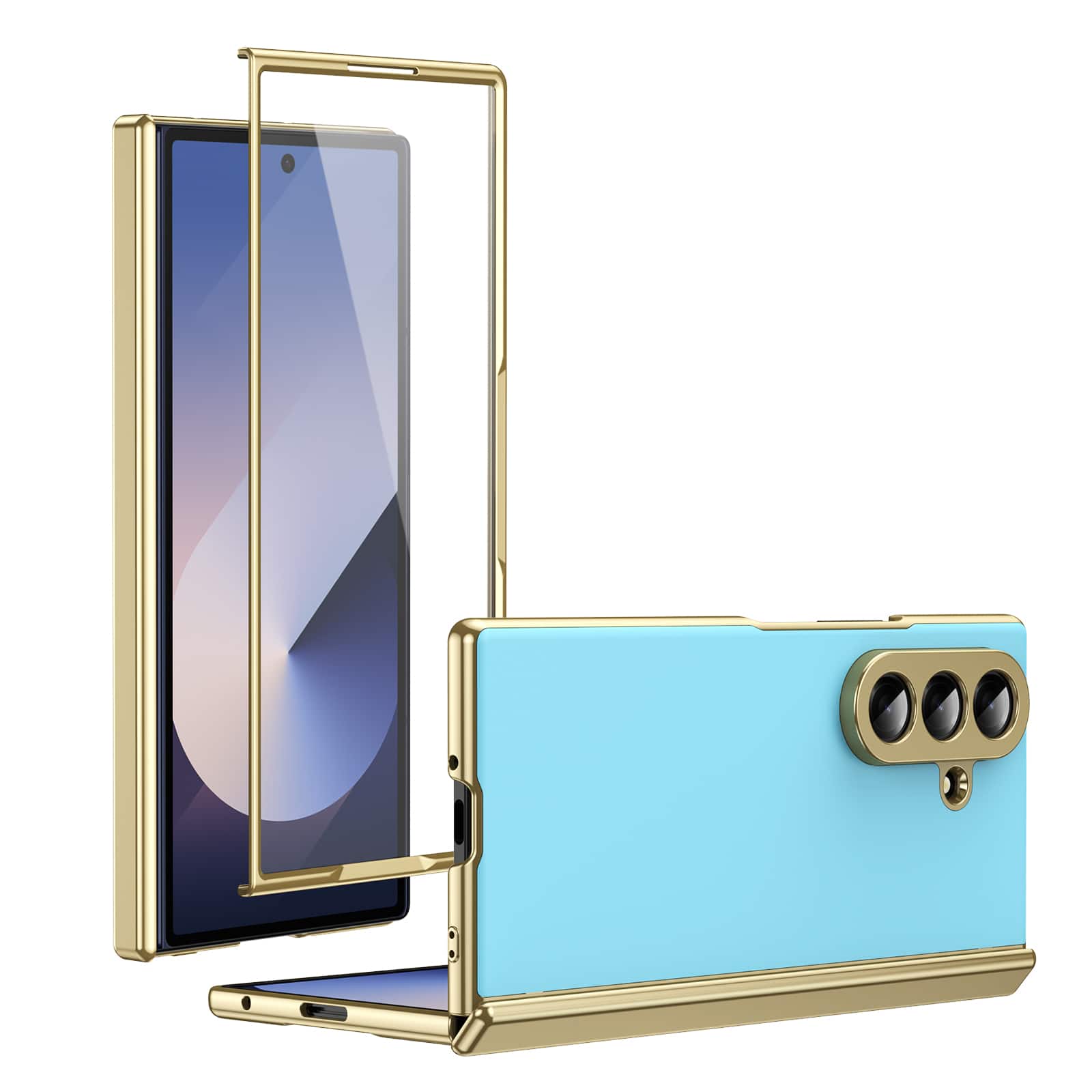 Dteck - for Samsung Galaxy Z Fold8 Ultra Matte Case with Built-in Screen Protector Hinge Protection Shockproof Hard PC Cover - Iceblue price history on PriceWatchPro