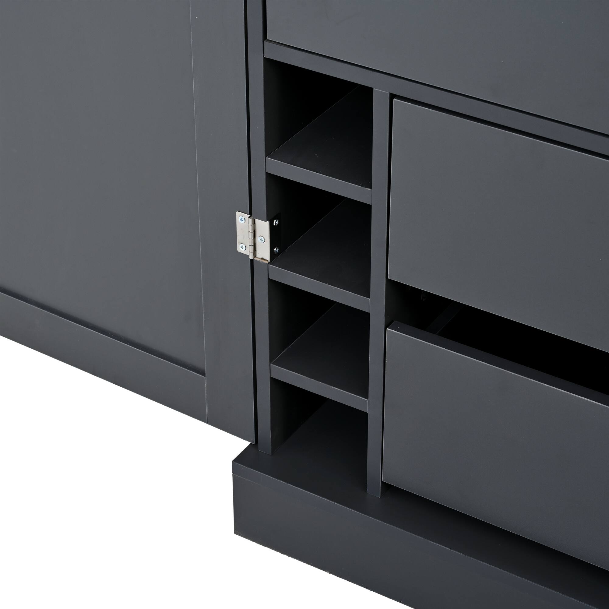 Alt View 8. Forest'nSky - 77" Tall Kitchen Pantry Cabinet, Shaker Style with Adjustable Shelves, Drawers & Wine Racks,Grey - Grey.