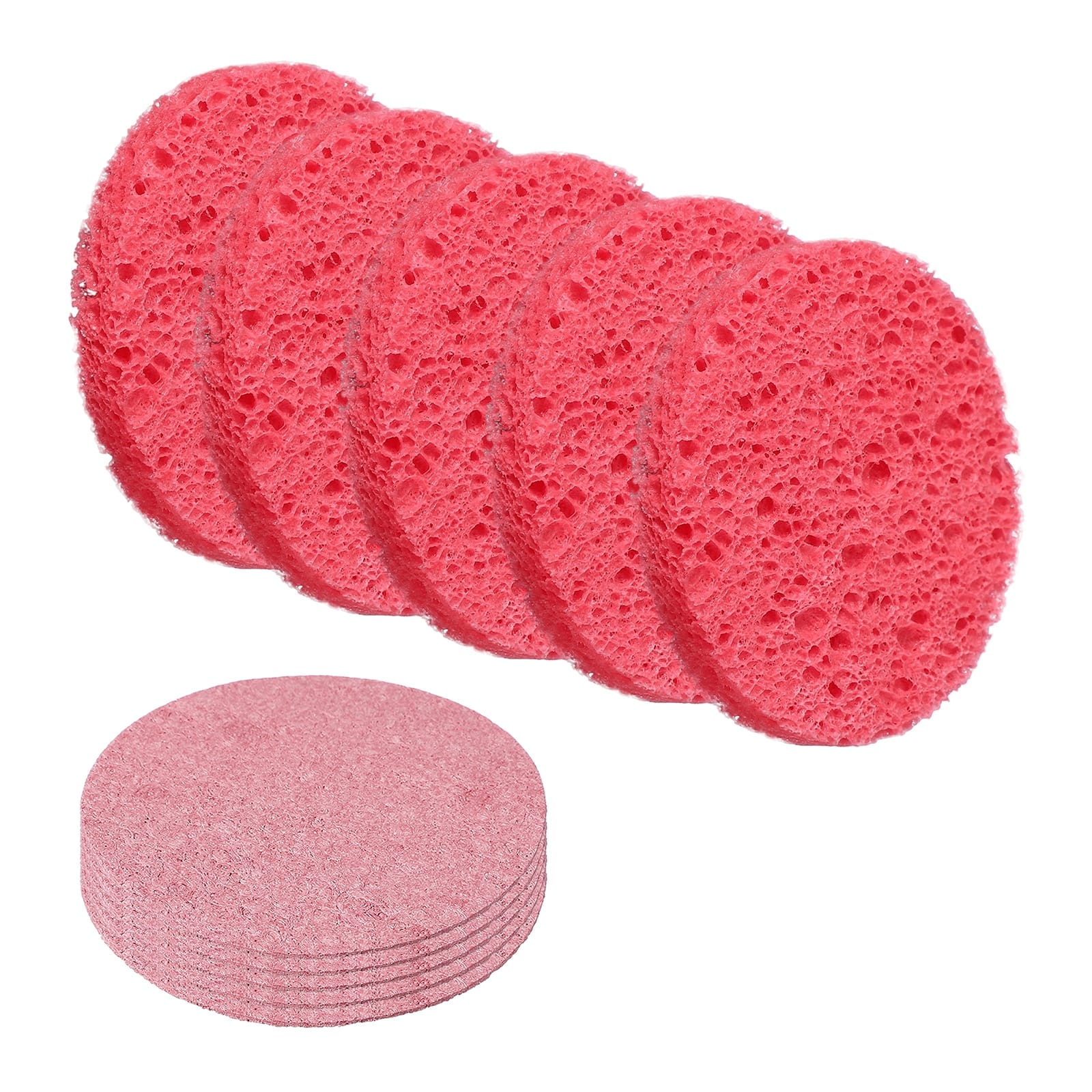 Unique Bargains - 10pcs Cellulose Round Sponges Non-Scratch Compressed Scrubber for Kitchen Bathroom Household Cookware & Cleaning DIY - Pink price history on PriceWatchPro
