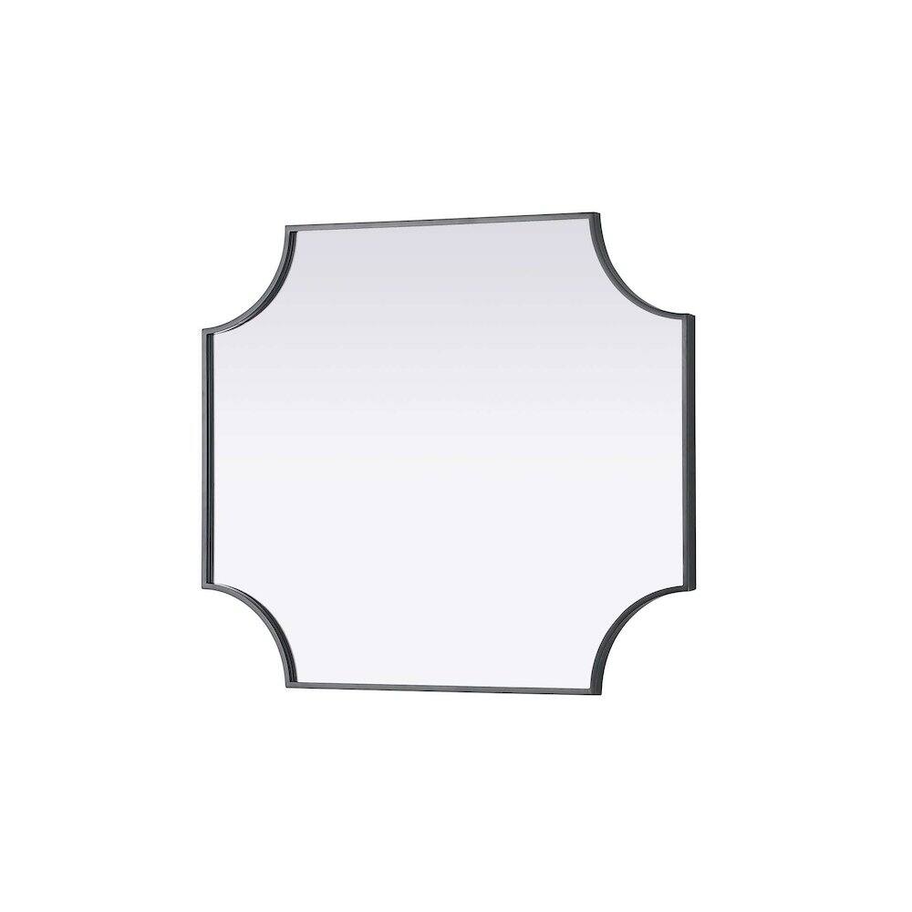 Back. Elegant Kitchen and Bath - Notched Metal Mirror 27x32 inch in Black - Black.