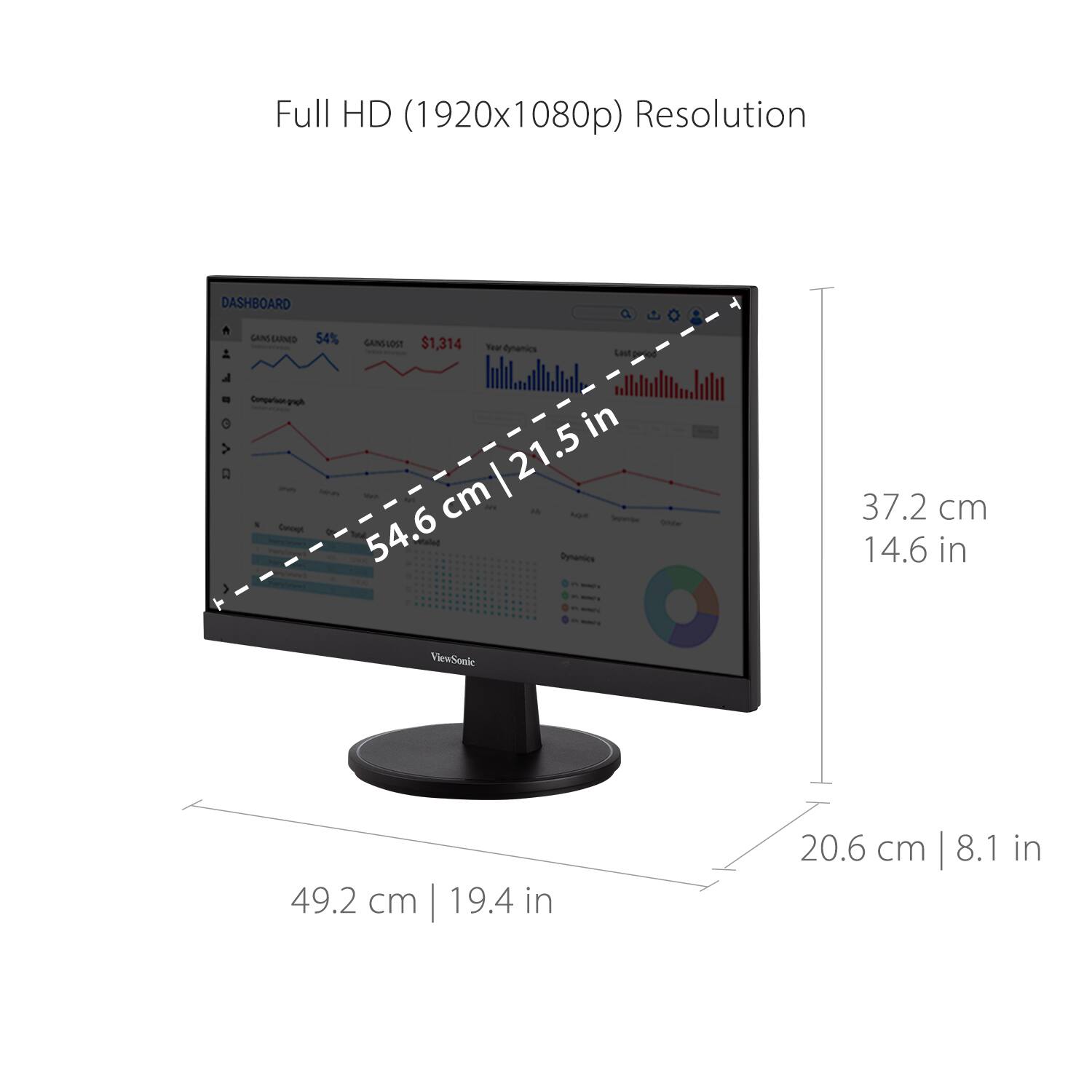 Alt View 1. ViewSonic - VA2247-MH 22" LCD FHD Adaptive Sync Monitor (HDMI, VGA) - Black.