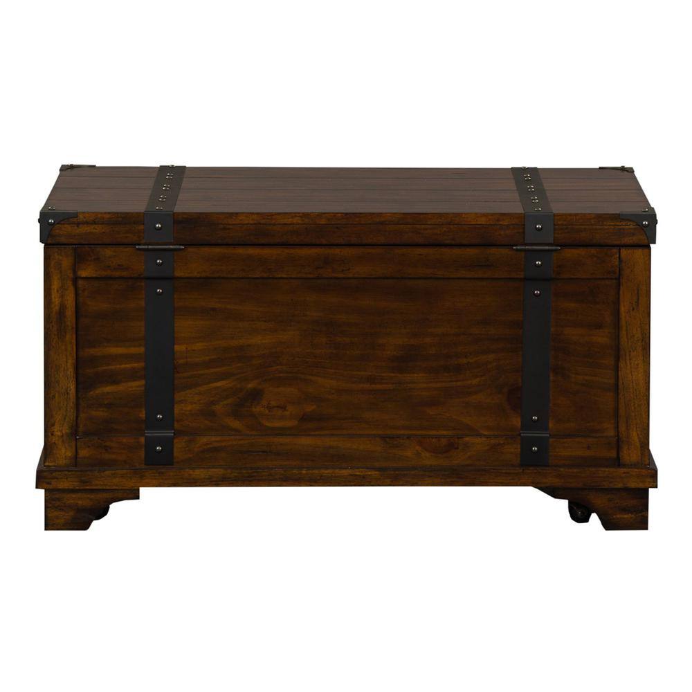 Left. Liberty Furniture Industries - Aspen Skies Storage Trunk in Russet Brown - Brown.