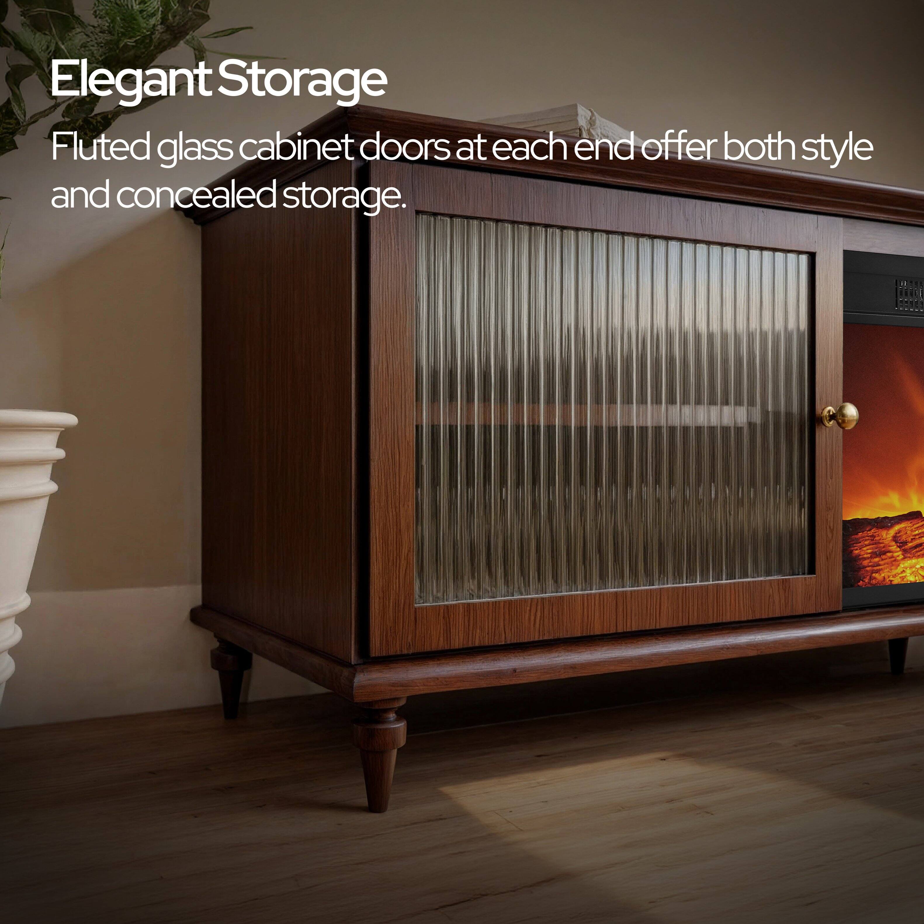 Elegant Storage

Fluted glass cabinet doors at each end offer both style and concealed storage.