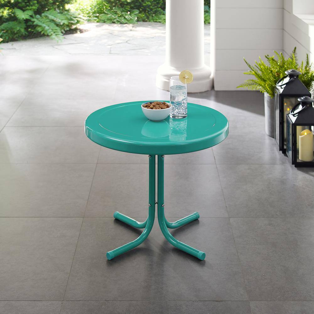 Alt View 3. Crosley Furniture - Griffith Retro Outdoor Side Table - Turquoise Gloss.