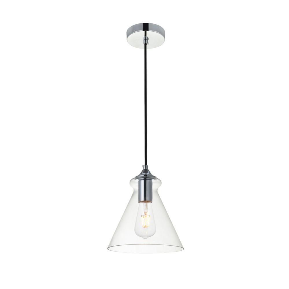 Alt View 2. Living District - Destry 1 Light Chrome Pendant With Clear Glass - Chrome And Clear.