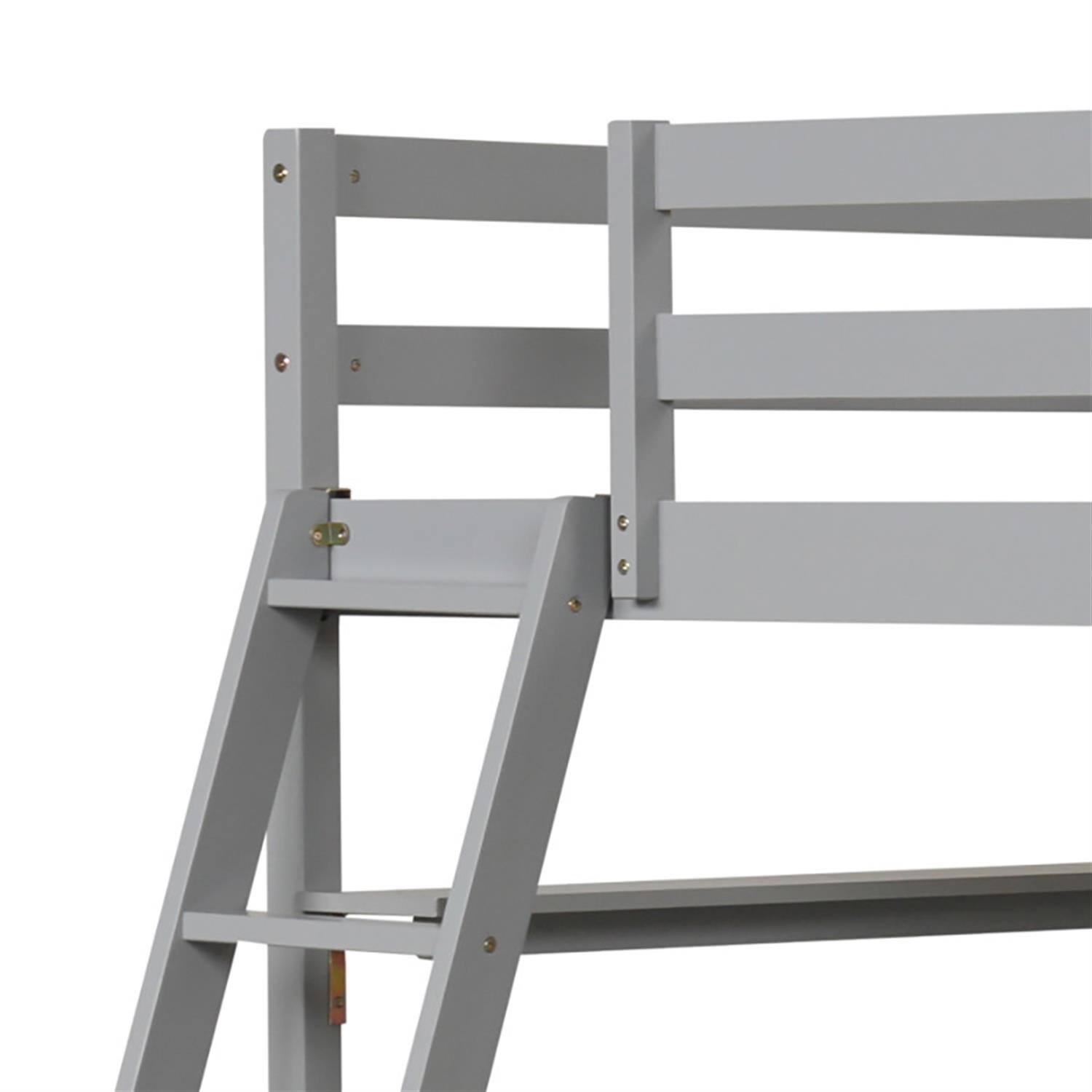Alt View 2. Pefilos - Loft Bed Twin Size, Solid Wood Loft Bed with Desk and Bookshelves, Modern Wooden Bed Frame for Teens, Gray - Gray.