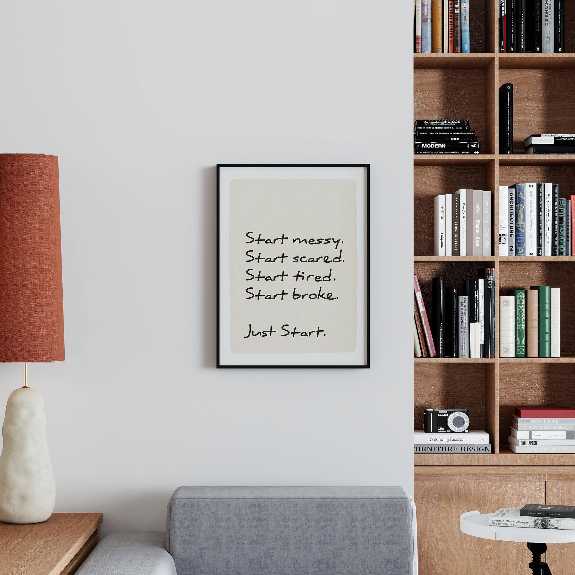 Start messy.  
Start scared.  
Start tired.  
Start broke.  
Just Start.  

MODERN  
ARCHITECTURE  
ACTA  
PANAL DESIGN  
MINIMAL  
FURNITURE DESIGN