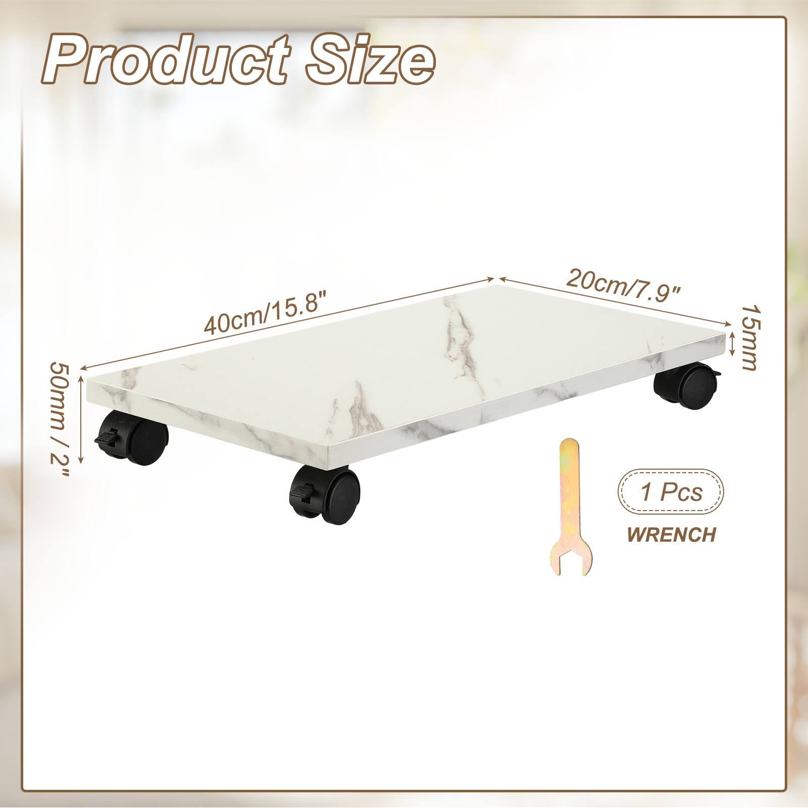 Product Size  
50mm / 2"  
40cm/15.8"  
20cm/7.9"  
1 Pcs  
15mm WRENCH