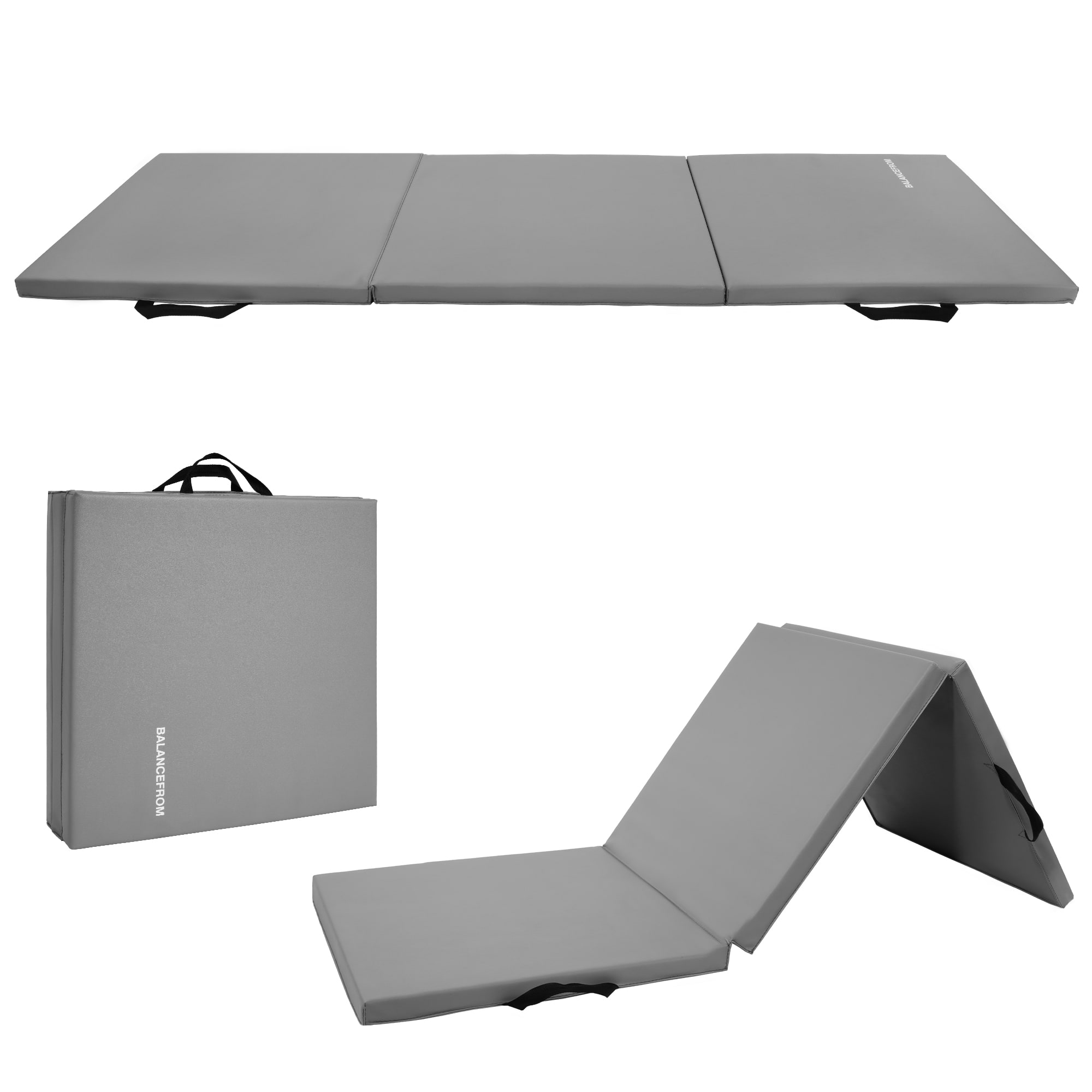 BalanceFrom Fitness - GoGym 6 'x 2' x 1.5" Folding 3 Panel Exercise Gym Mat - Gray