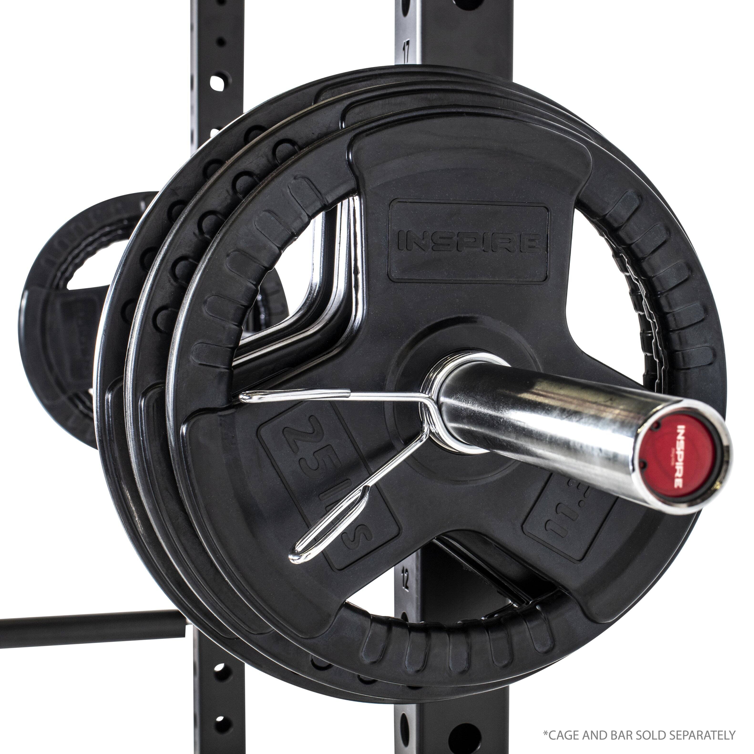 Angle. Inspire - Inspire Fitness 35 LB Rubber Olympic Weight Plate - Black.