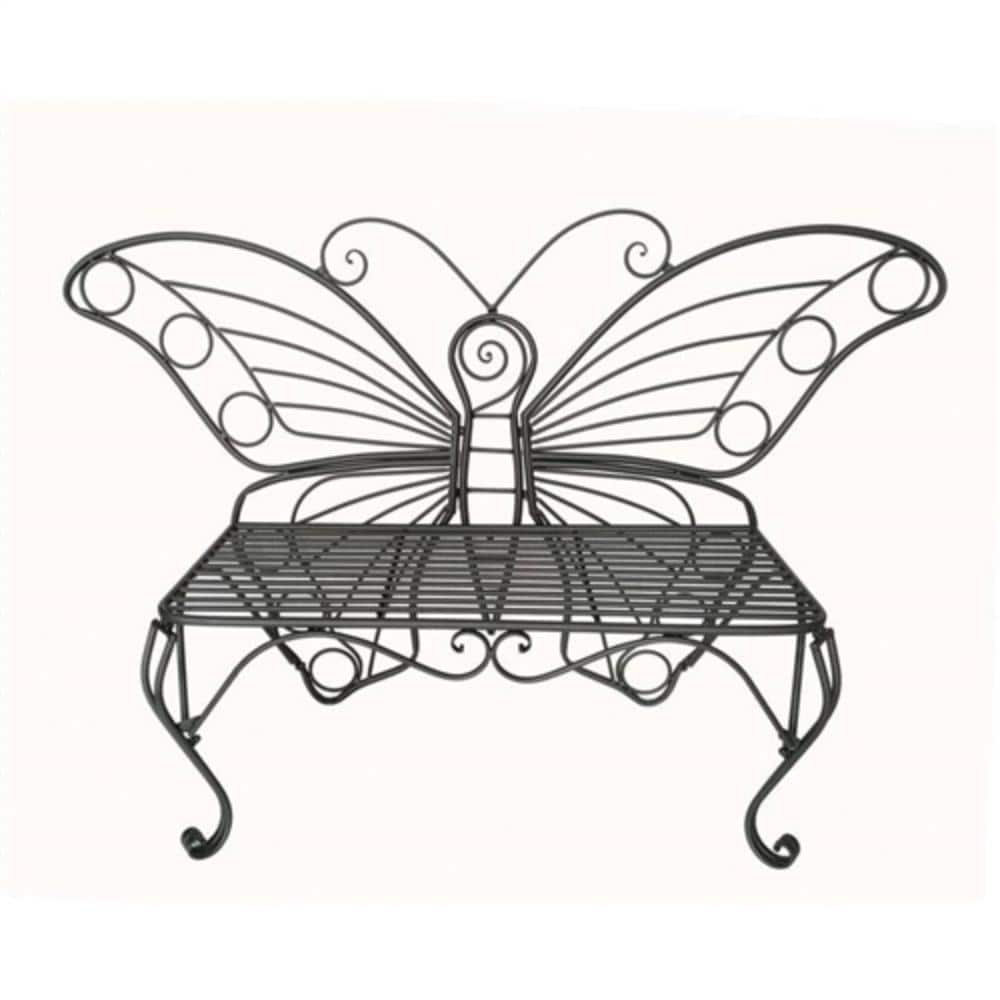 Hivvago - Modern Outdoor Butterfly Garden Bench in Metal Finish - Black