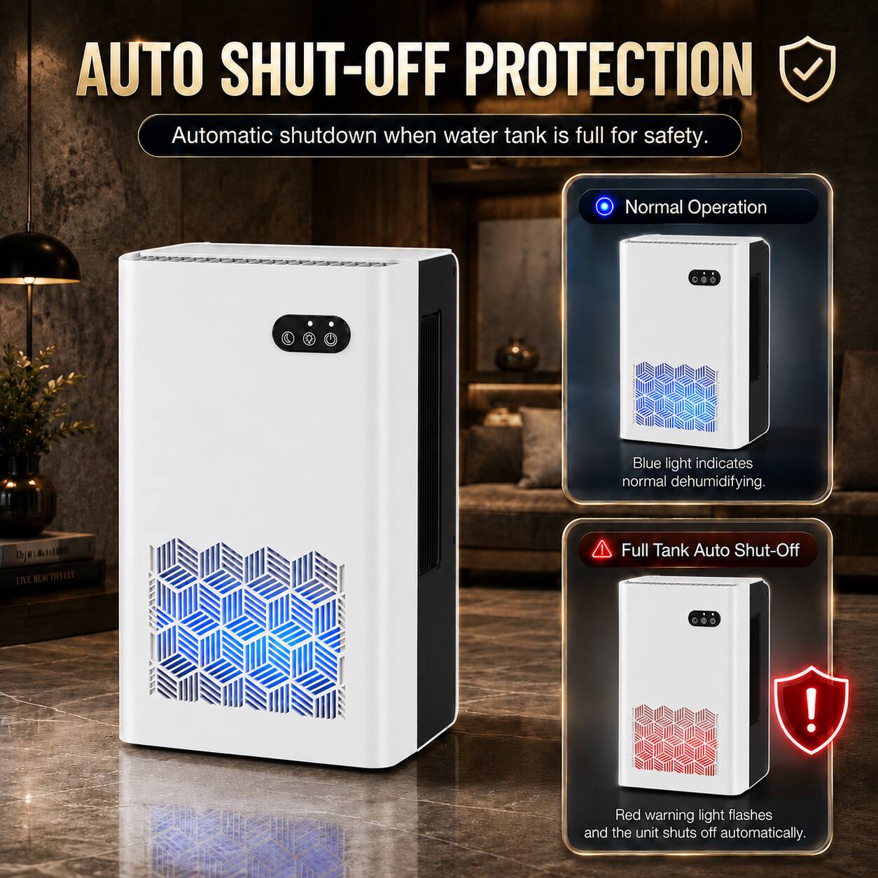 Tolife Compact Dehumidifier with 2 Liter Tank and Sleep Mode White ...