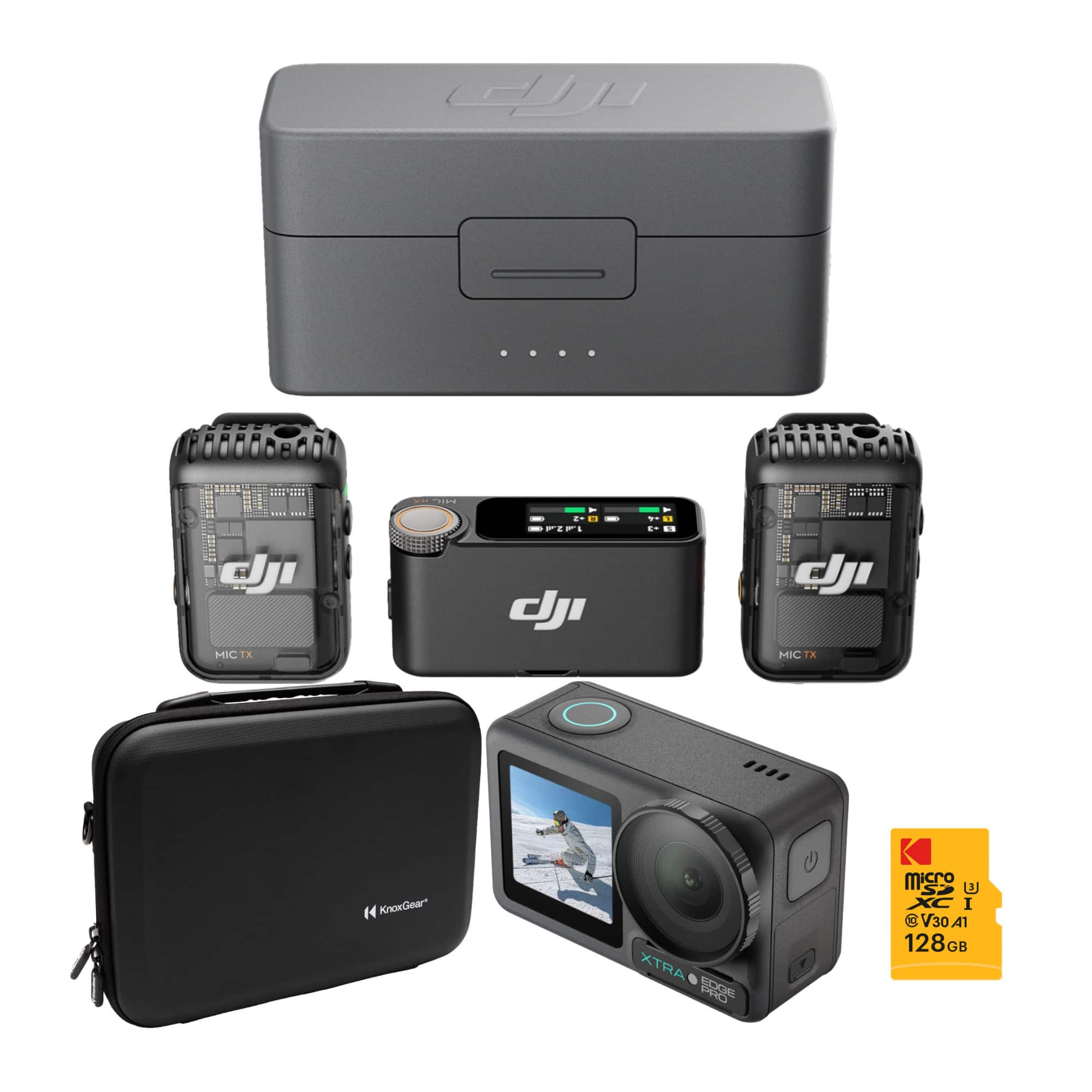 XTRA EDGE - DJI Mic 2 with Action Camera, Memory Card, and Carrying Case Bundle