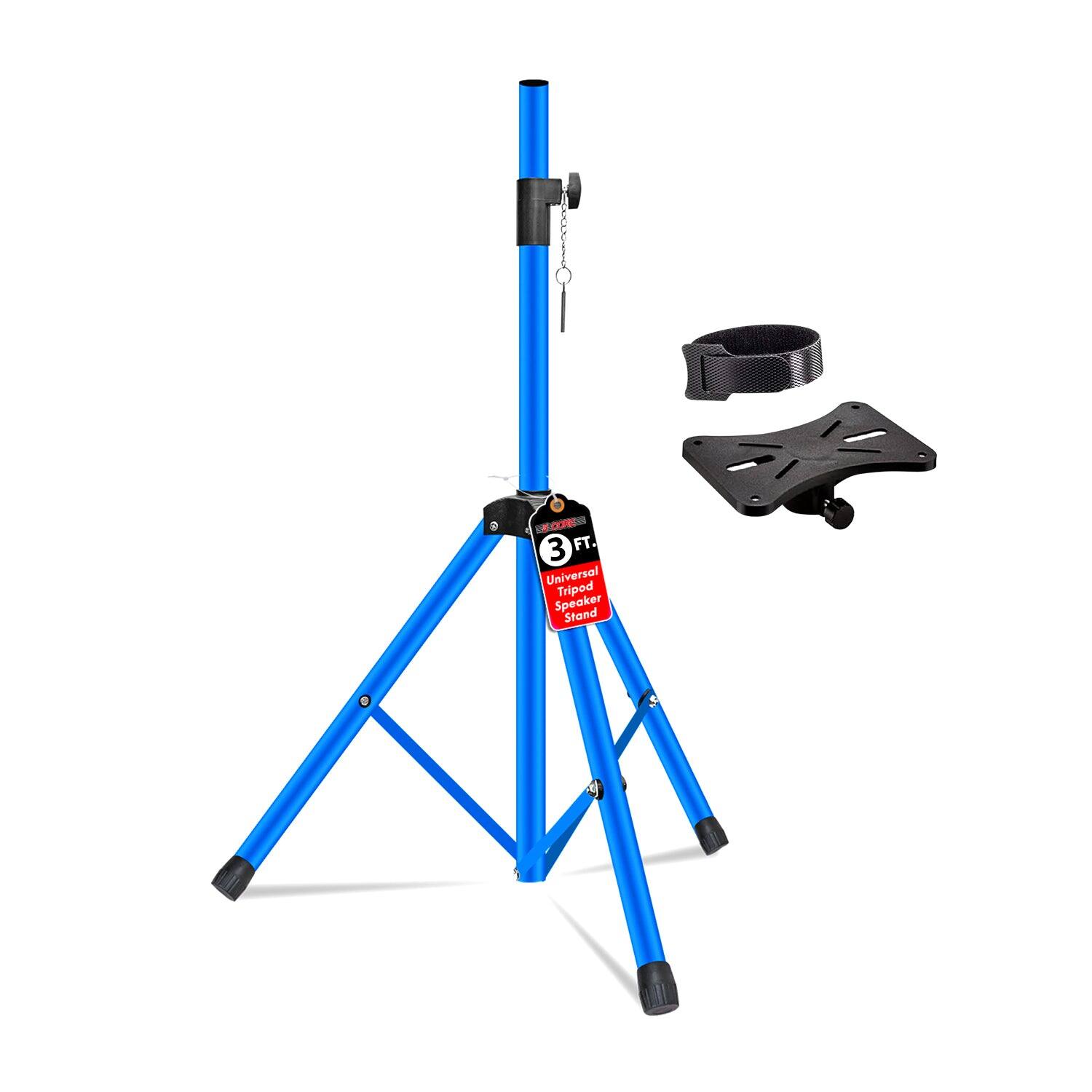 5 CORE - Speaker Stand Adjustable 31 to 36" PA DJ Tripod Stands Heavy Duty w 35mm Insert 132 Lbs - Blue