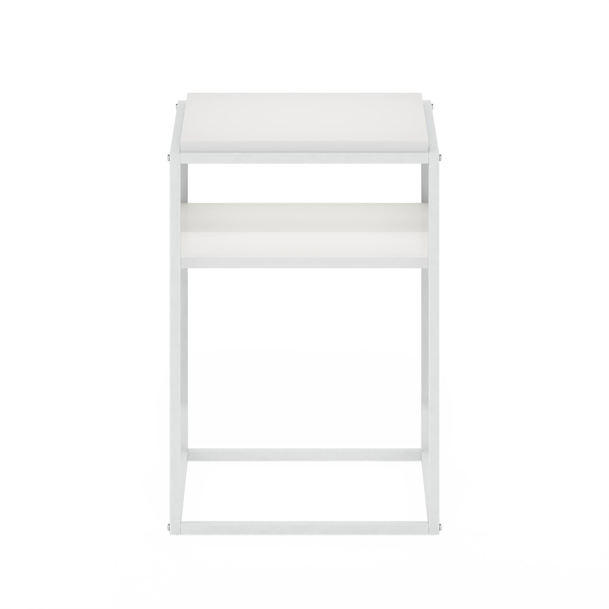 Alt View 5. Furinno - MORETTI Night Stand, 2-Tier Stackable Metal Frame Nightstand with Open Shelf, Side Table, End Table, Toolless Assembly - Solid White/White.