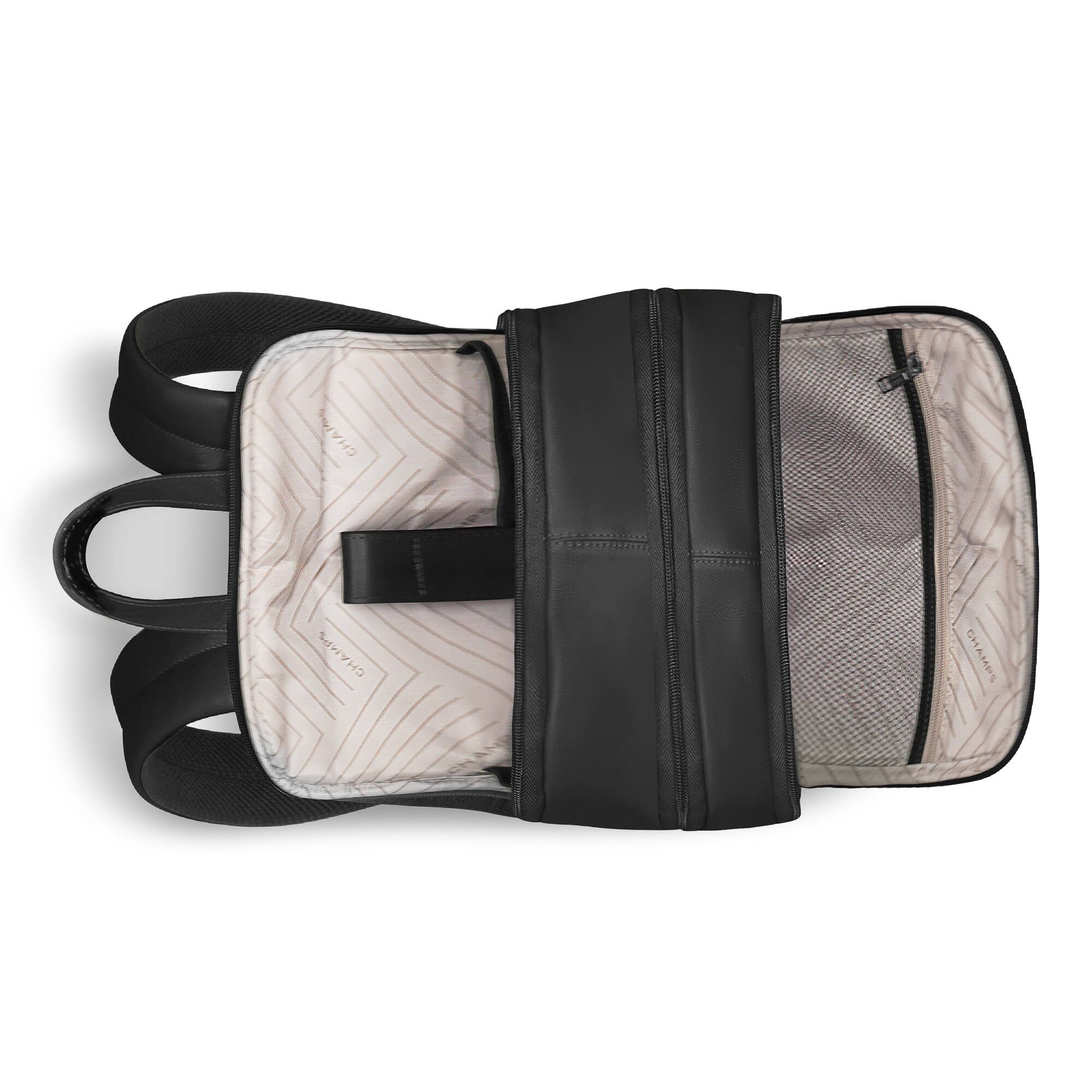 Champs Onyx Collection Leather Classic Laptop Backpack Black OB