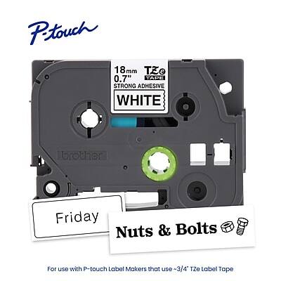 P-touch  
18 mm TE e 0.7" TAPE STRONG ADHESIVE WHITE  
Brother  
Friday  
Nuts & Bolts  
For use with P-touch Label Makers that use ~3/4" TZe label Tape