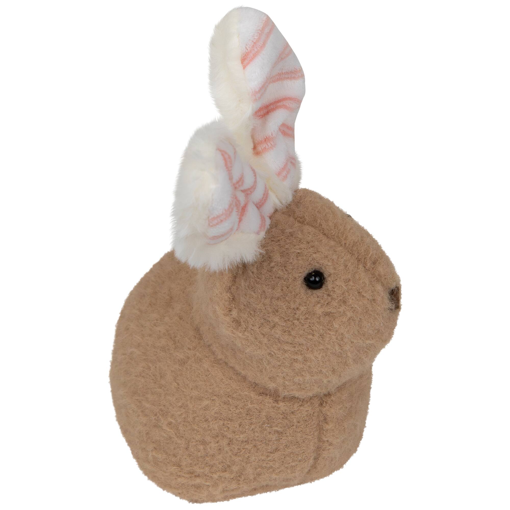 Alt View 3. Northlight - Plush Rabbit with Striped Ears Easter Figurine - 9" - Brown.