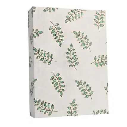 Front. Kitcheniva - Small Linen Cover Photo Album for 100 Photos, 4x6 Photo Album, Green Leaf.