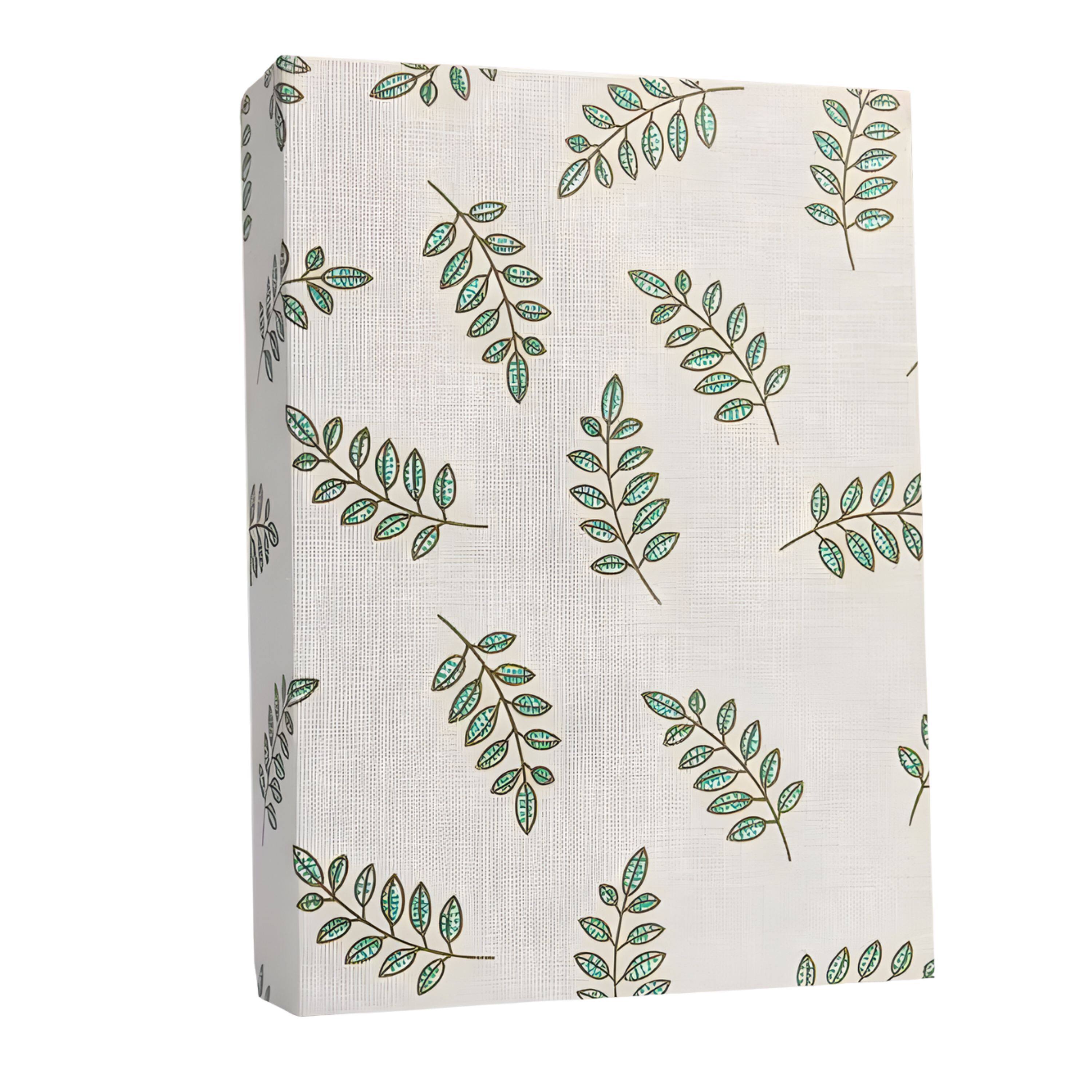 Front. Kitcheniva - Small Linen Cover Photo Album for 100 Photos, 4x6 Photo Album, Green Leaf.