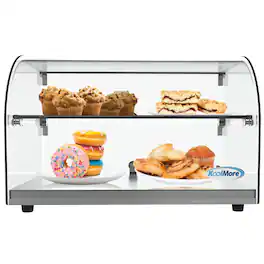 Koolmore - 22 in. Commercial Countertop Bakery Display Case with Front Curved Glass and Rear Door, 1.5 cu. ft. DC-2C - Silver