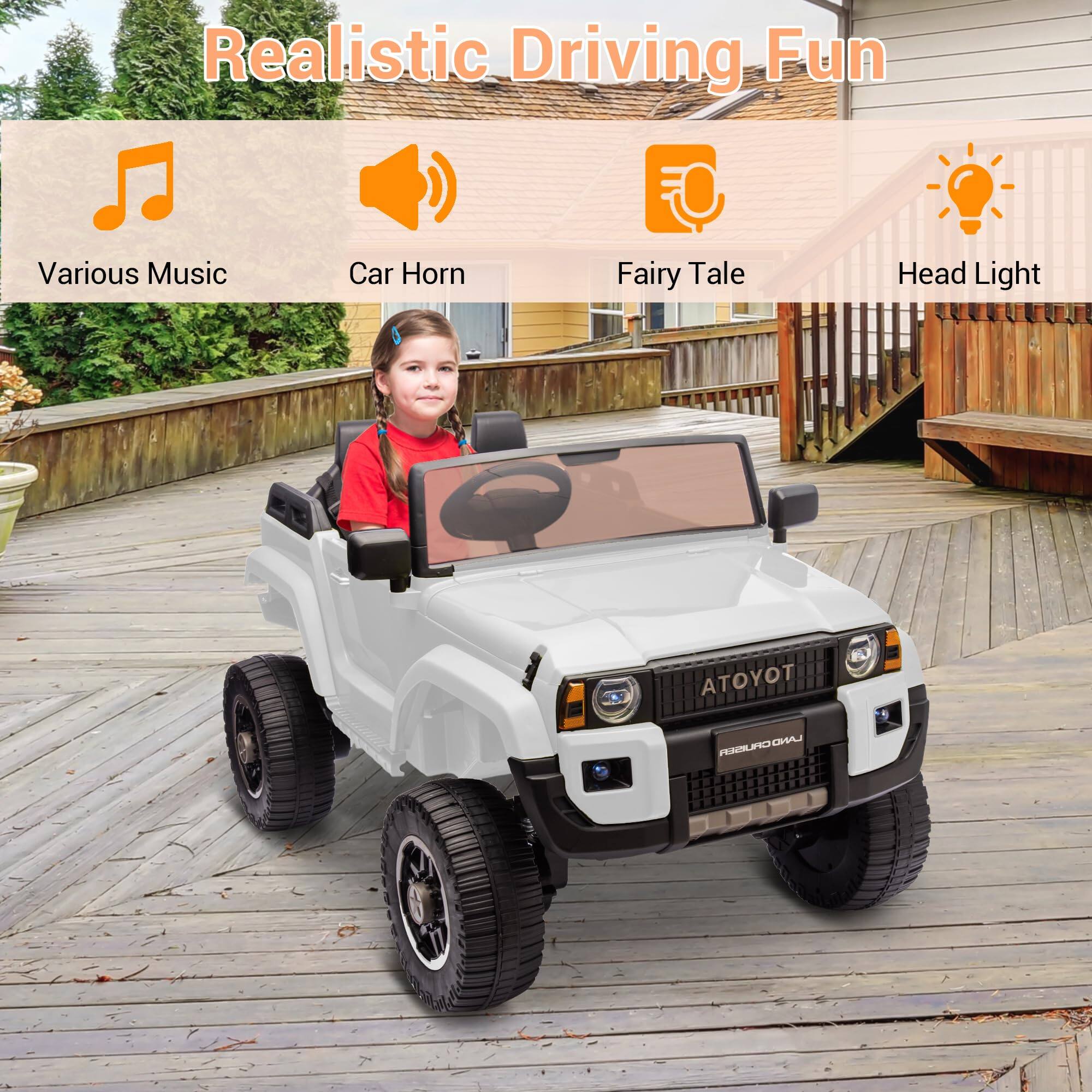 Realistic Driving Fun

- Various Music
- Car Horn
- Fairy Tale
- Head Light

TOYOTA LAND FEAGUPRU