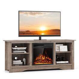 Gymax - 58'' TV Stand w/ 18'' Electric Fireplace Heater 750W/1500W & Remote for 65'' TV - Gray
