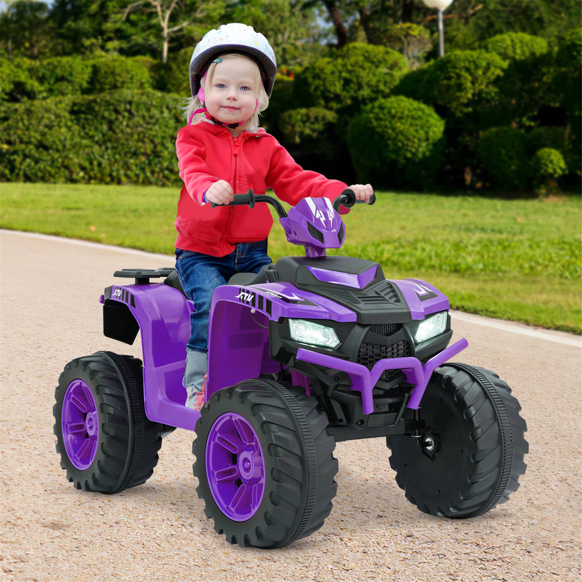 Alt View 1. Gymax - Gymax Kids Ride-On ATV 24V Battery Powered Electric Vehicle w/ Wireless Connection Music Radio LED Lights Purple - Purple.