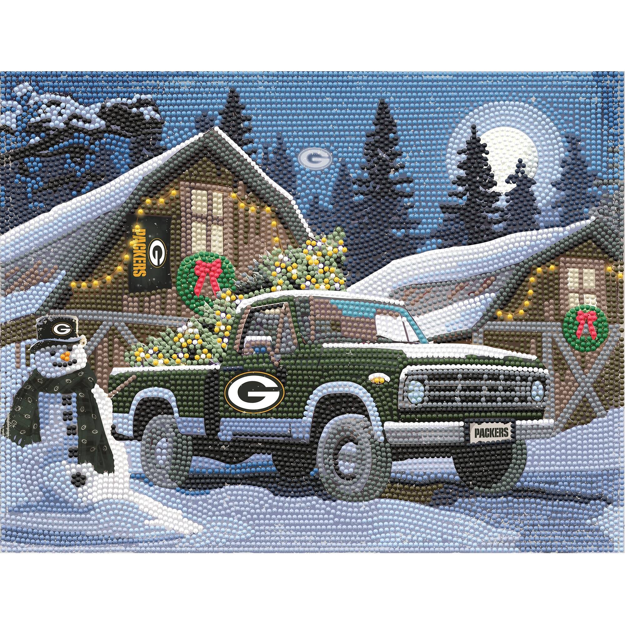 Sporticulture - Green Bay Packers Winter Truck Diamond Art Holiday Craft Kit - Multicolor