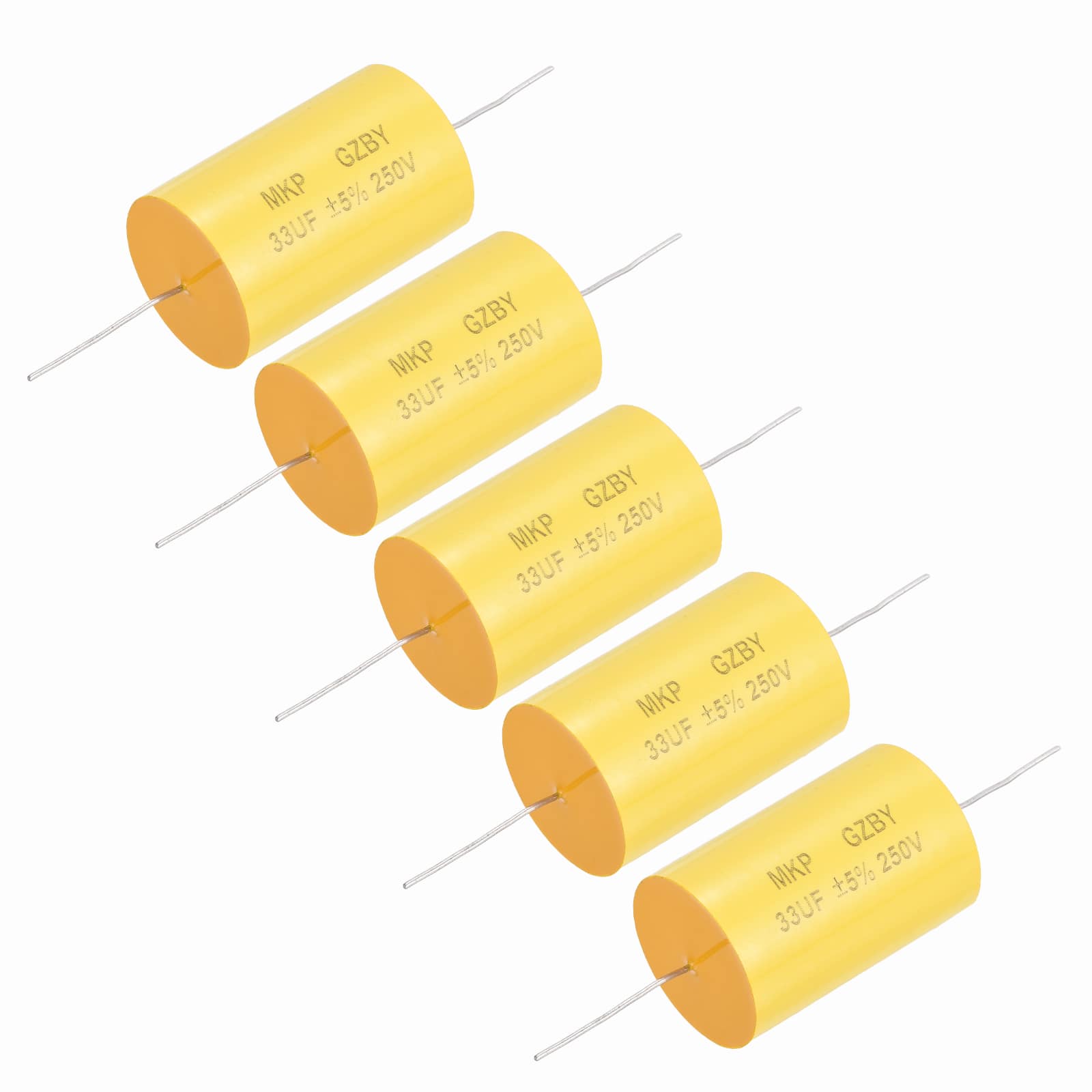 Unique Bargains 5pcs 33uf Frequency Divider Capacitor, 250V Axial