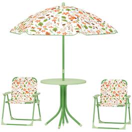 Qaba - Picnic Table and Chair Set, Outdoor Activity Table with Foldable Chairs - Green