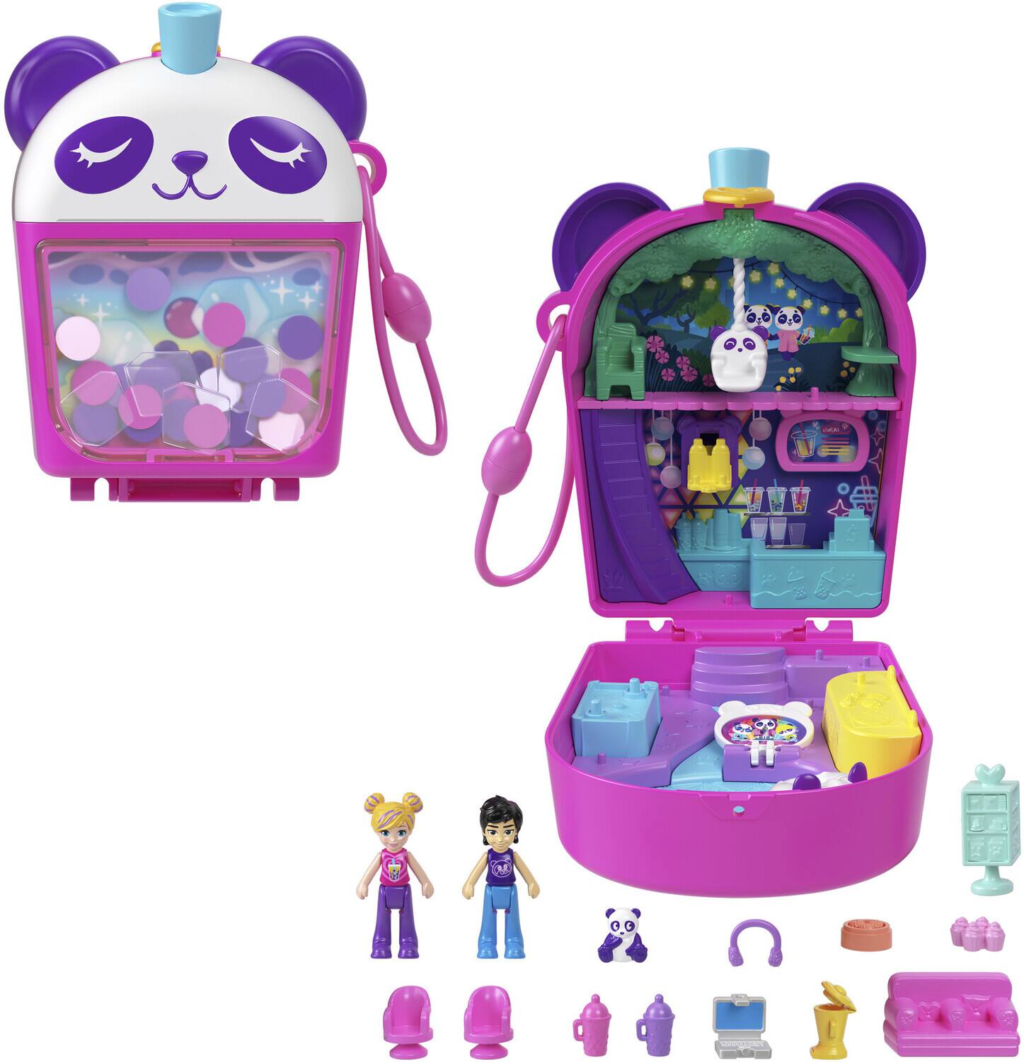 Front. Mattel - Mattel - Polly Pocket Bubble Tea Panda Compact Playset   - Collectibles - Multicolor.