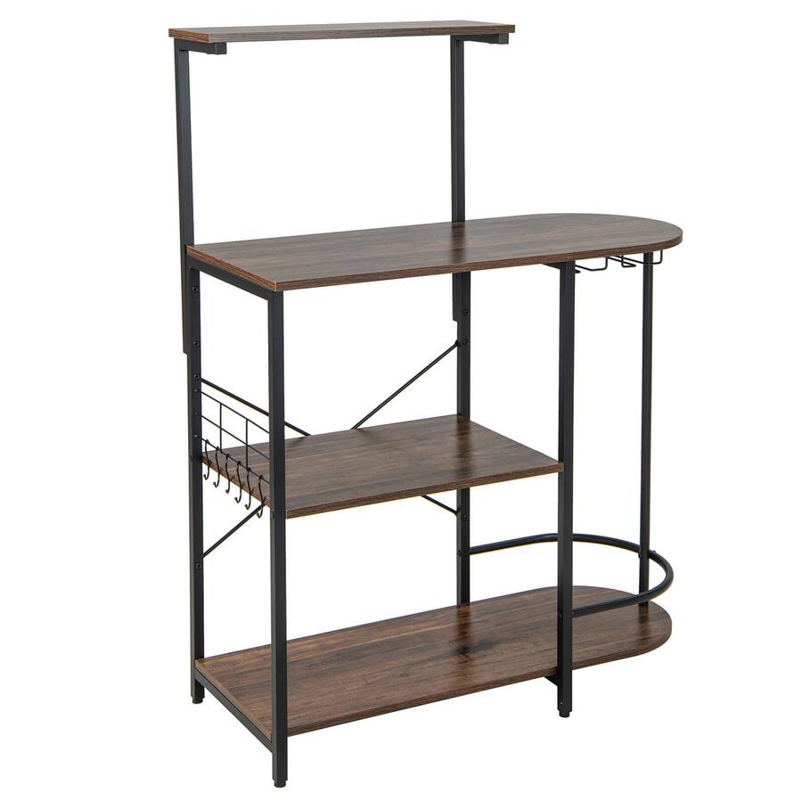 SlickBlue 4 Tier Kitchen Bakers Rack with 6 S Hooks and Stemware Racks ...