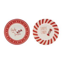 BreeBe - Ceramic Santa Candy Plate (Set of 4) - Red, White