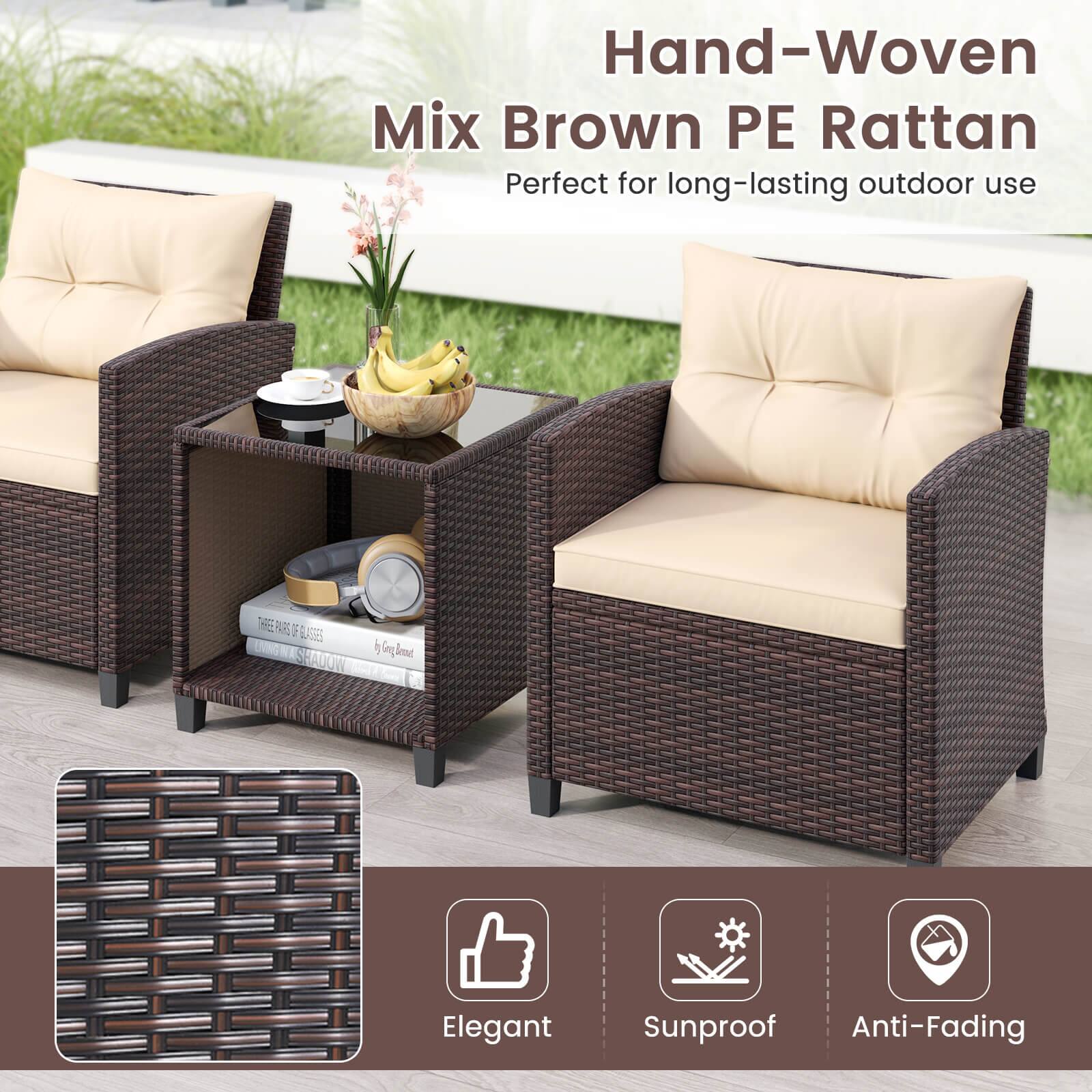 Hand-Woven Mix Brown PE Rattan Perfect for long-lasting outdoor use Elegant Sunproof Anti-Fading