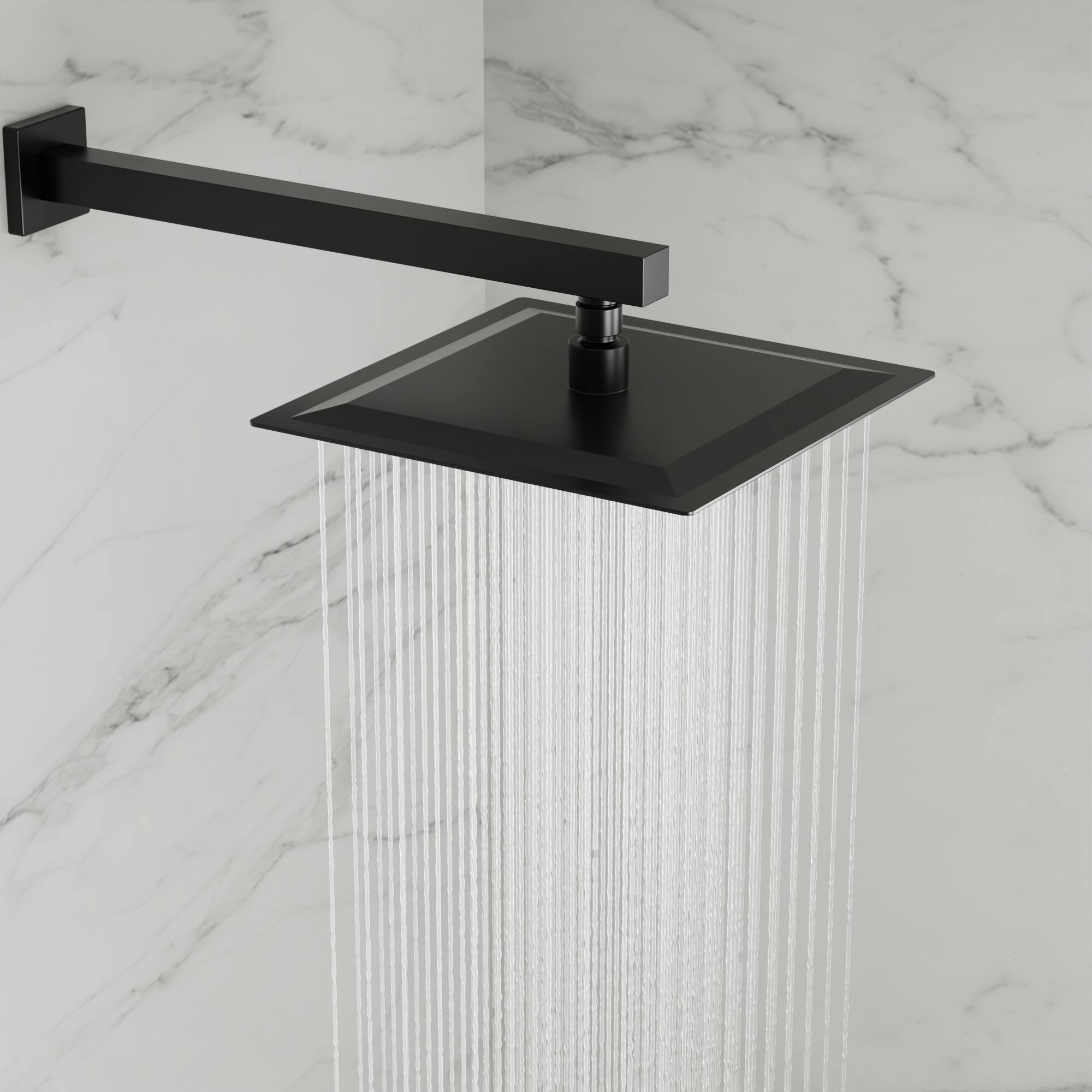 Alt View 7. GRANDJOY - 10" Wall Mount Shower System with Handheld Spray, Slide Bar, and Pressure Balance Valve for Modern Bathroom - Matte Black.