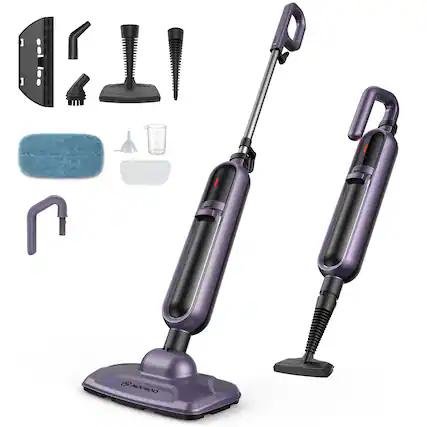 Front. MOOSOO - 1200W Steam Mop,Detachable Handheld Steam Cleaner,Multipurpose Steamer for Hardwood Floors,Windows,Tiles,Furniture - Purple.