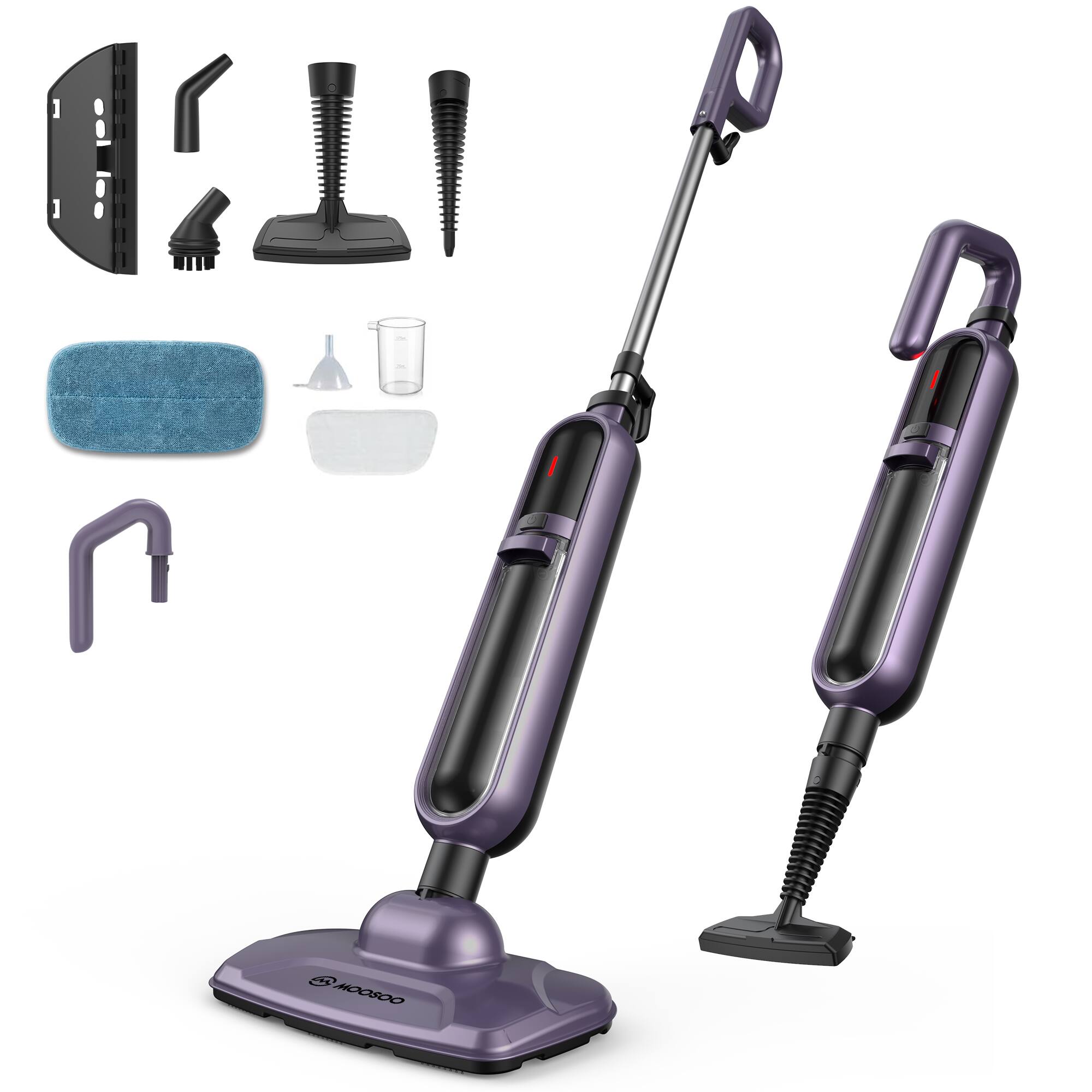 Front. MOOSOO - 1200W Steam Mop,Detachable Handheld Steam Cleaner,Multipurpose Steamer for Hardwood Floors,Windows,Tiles,Furniture - Purple.