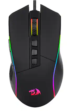 Front. REDRAGON - M812-RGB USB-C Wired Gaming Mouse - Black.