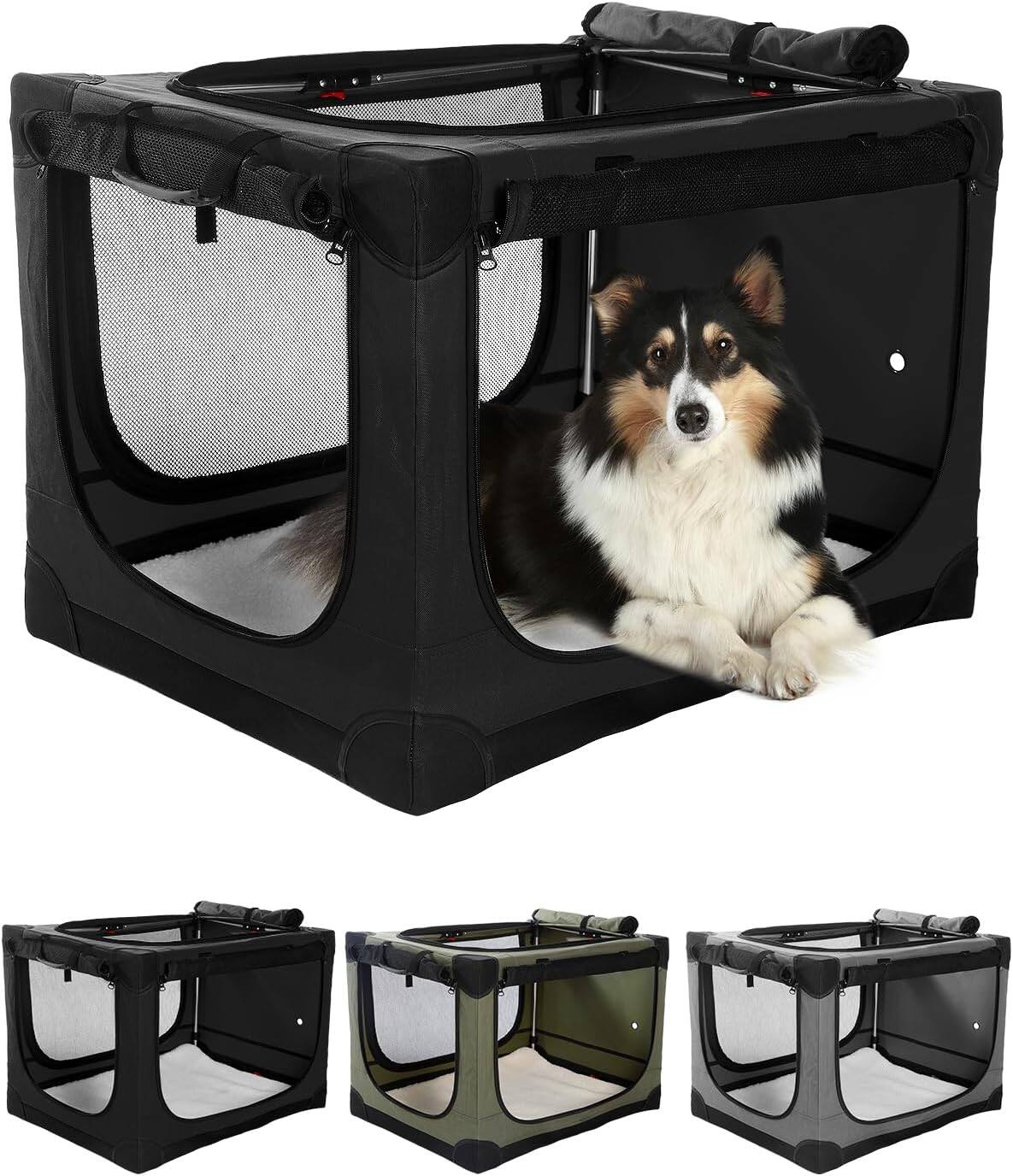 Picture of APRILSOUL 24 Inch Collapsible Travel Dog Crate for Medium Large Dogs ...