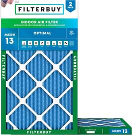 Filterbuy - 12x26.5x1 MERV 13 Smoke & Allergy Defense, Electrostatic Pleated HVAC AC Furnace Air Filters Replacement (2-Pack) - Blue