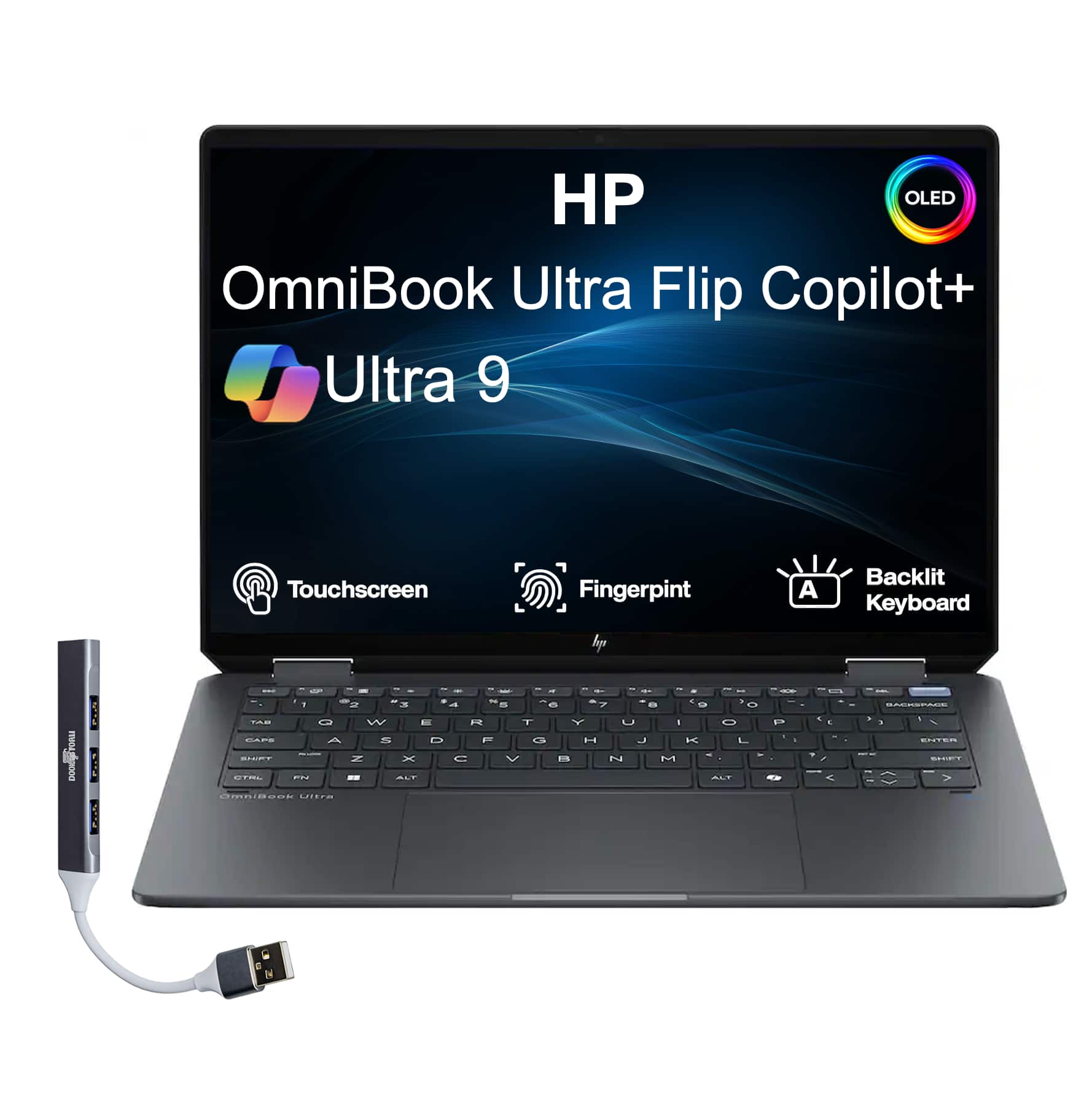 HP - OmniBook Ultra Flip 2-in-1 Laptop 14.0 2.8K Display (Ultra 9-288V, 32GB, 2TB SSD, Win 11 Pro) w/USB Hub - Eclipse Gray