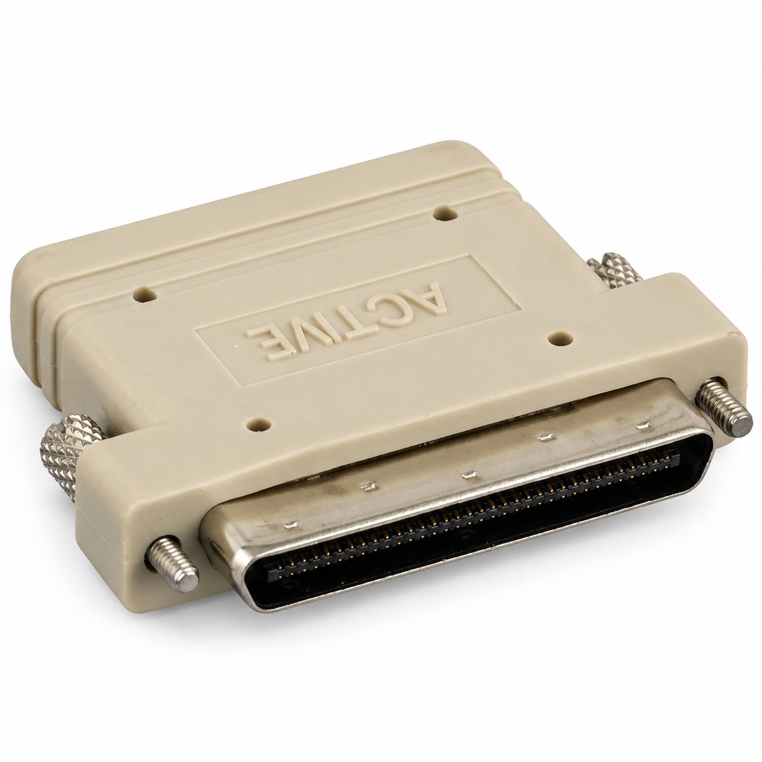 Front. Sanoxy - 0.8mm VHDCI Male Active External Terminator with LED - Beige.