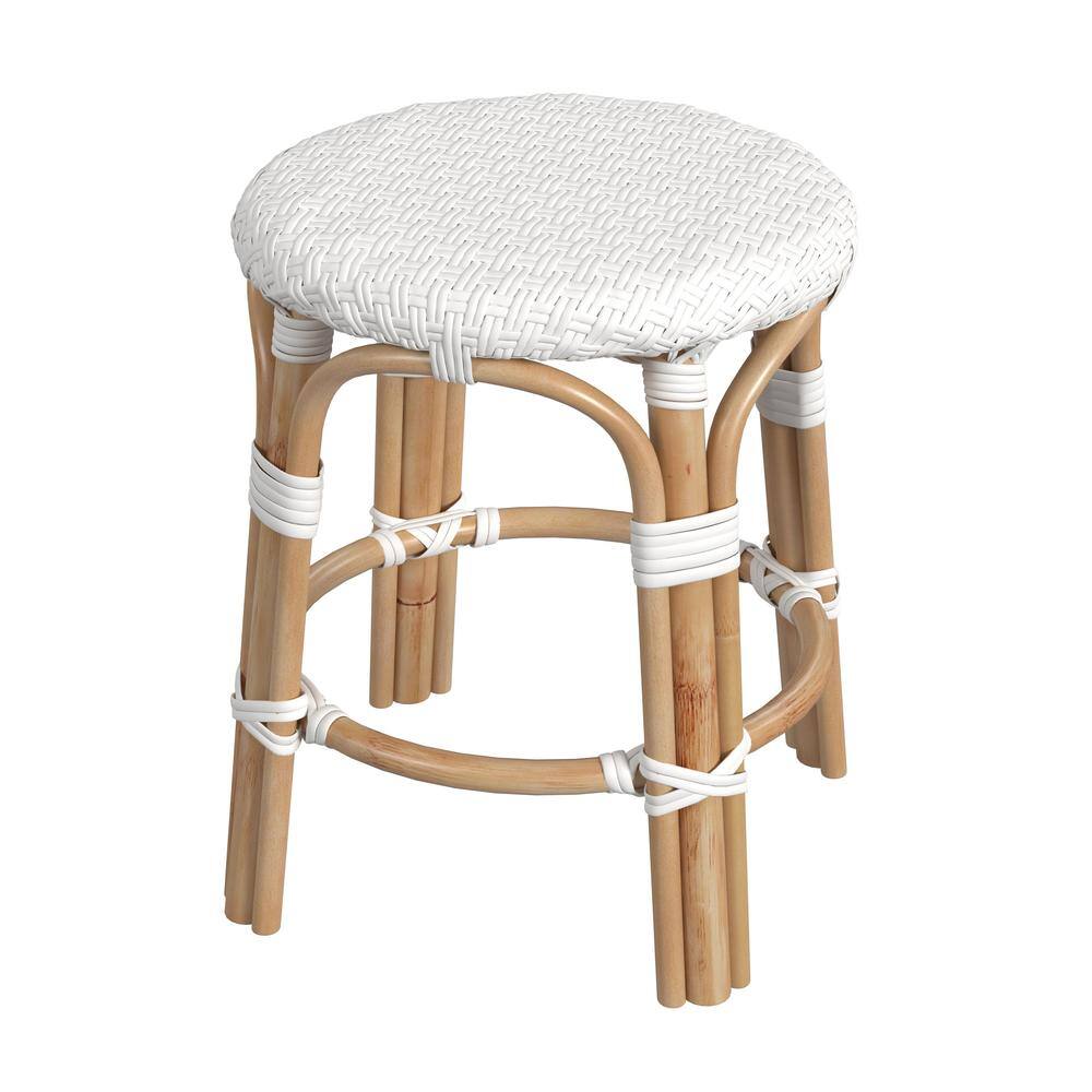 Alt View 3. Butler Specialty - Tobias Rattan Round 18" Stool - White.