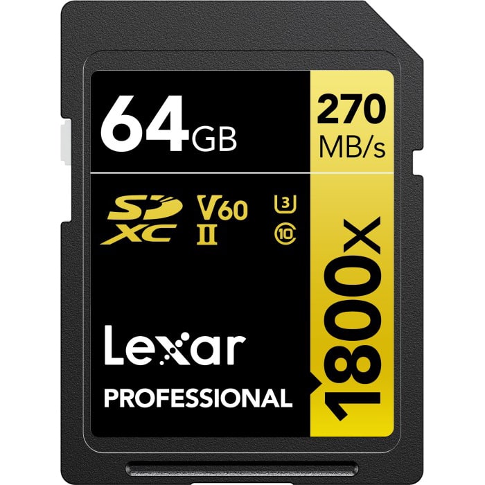 Lexar - 64GB Professional 1800x UHS-II SDXC Memory Card LSD1800064G-BNNNU