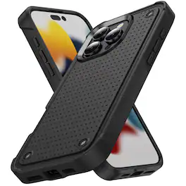 Dteck - For Apple iPhone 16 Pro Max Case Shockproof Drop Protective Rugged Heavy Duty Heat Dissipation Hybrid Phone Cover - Black
