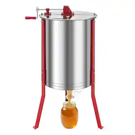 VEVOR - Honey Extractor, 6 Frame Manual Honey Spinner with Transparent Lid, Stainless Steel Honeycomb Drum Spinner with Stand - Silver