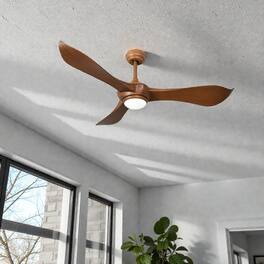 BreeBe - 52-Inch Reversible DC Ceiling Fan with Illuminated Light Fixture - Walnut