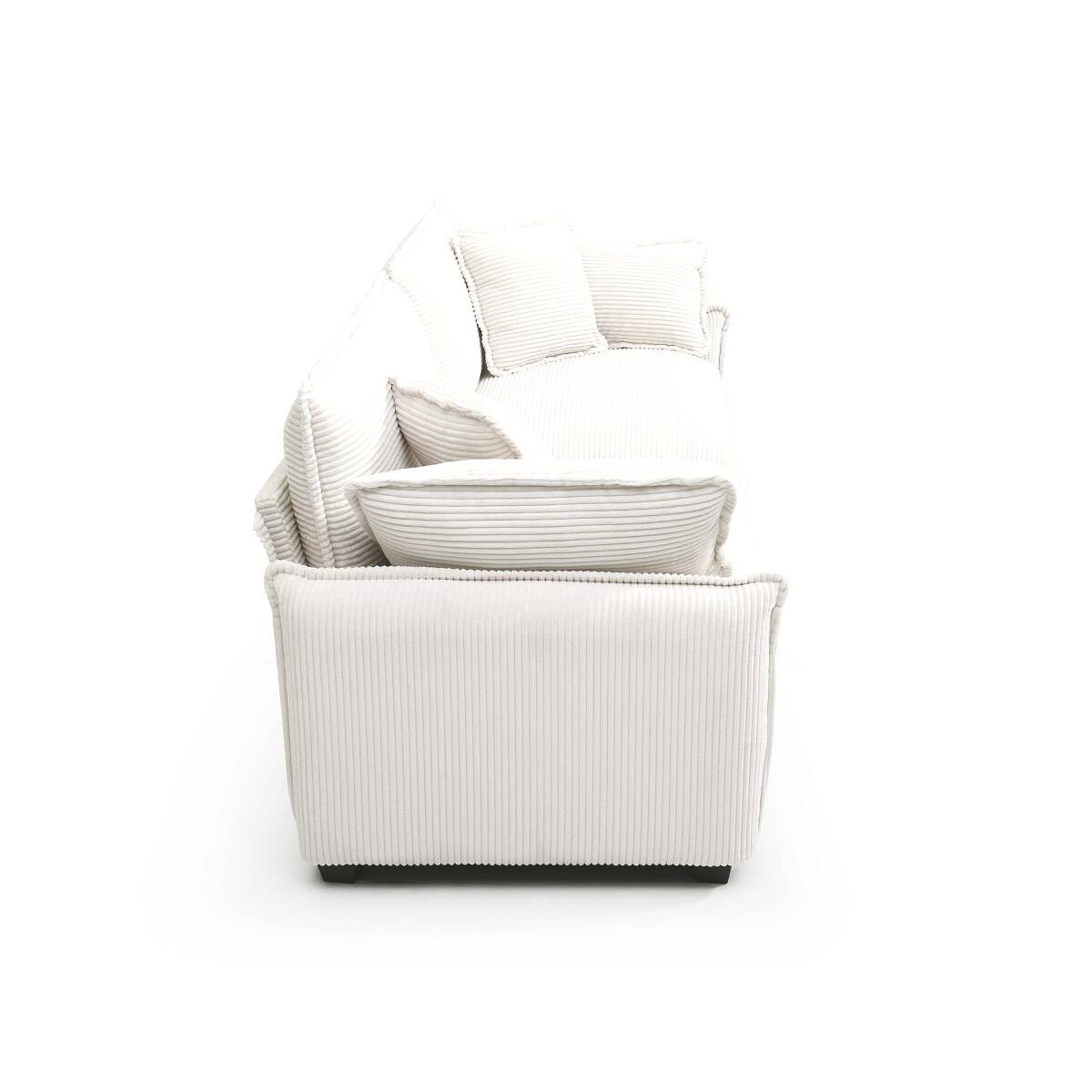 Alt View 2. Ropilly - Ropilly Beige Corduroy Sofa, Deep Seat Retro Modern 2 Seater Loveseat with 4 Pillows - Beige.