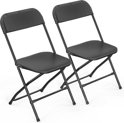 Front. Winado - Portable Plastic Folding Chair, 2PCS Commercial Seat with Steel Frame for Indoor Outdoor Wedding Party Picnic Dining - Black.